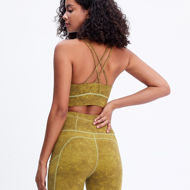 Conjunto de yoga con estampado tie-dye para mujer