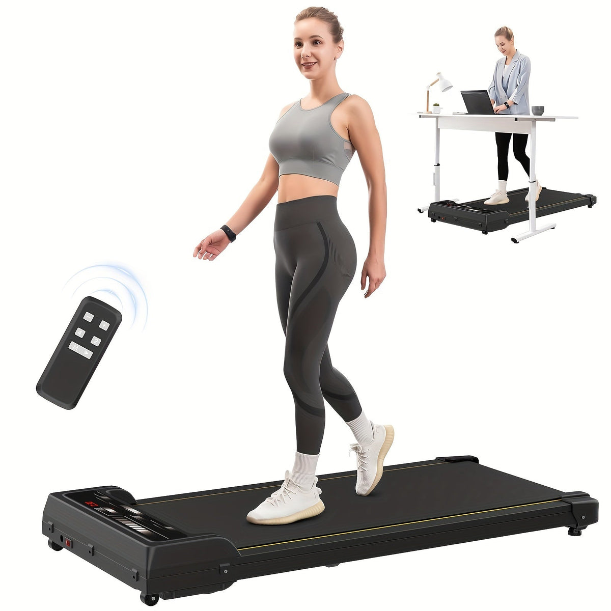 Cinta de Caminar bajo Escritorio para Oficina y Gym en Casa – 1-8 km/h, 120kg, Pantalla LED, Negro