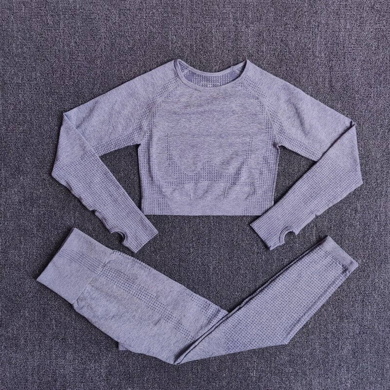 Conjunto de yoga sin costuras con top y leggings