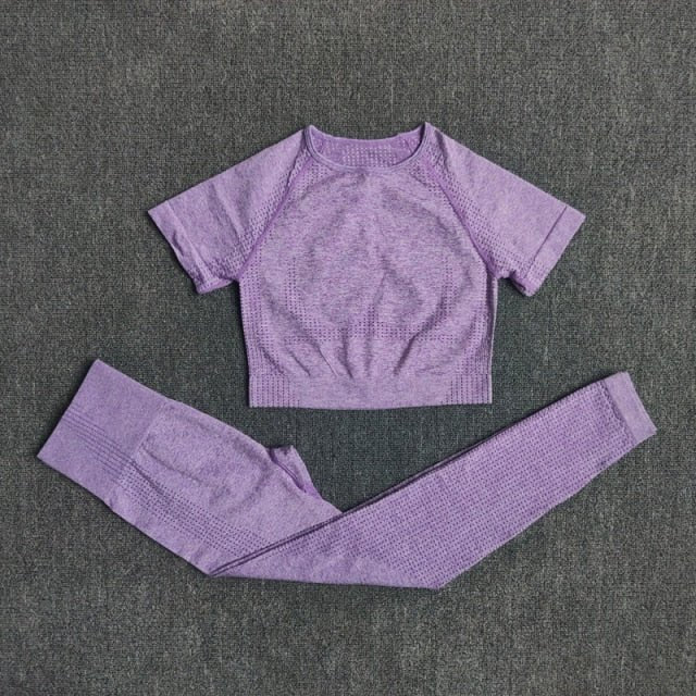Conjunto Yoga Seamless para Mujer – 2, 3 o 5 Piezas con Crop Top Manga Larga, Corta o Sin Mangas y Leggings