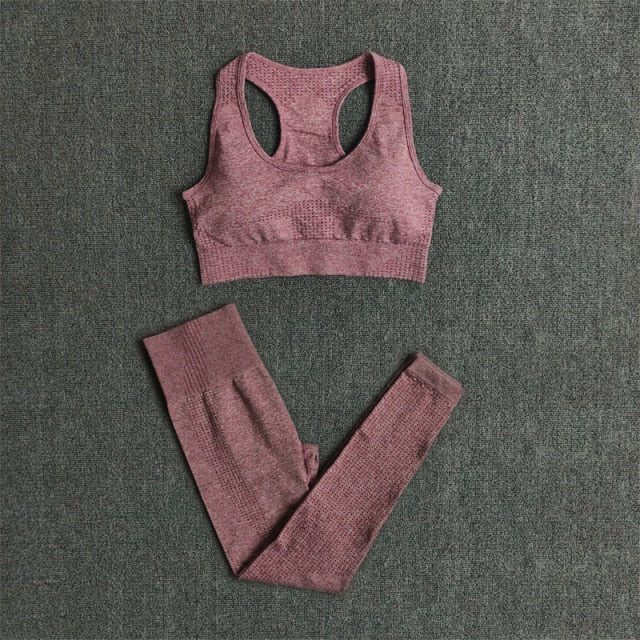 Conjunto Yoga Seamless para Mujer – 2, 3 o 5 Piezas con Crop Top Manga Larga, Corta o Sin Mangas y Leggings