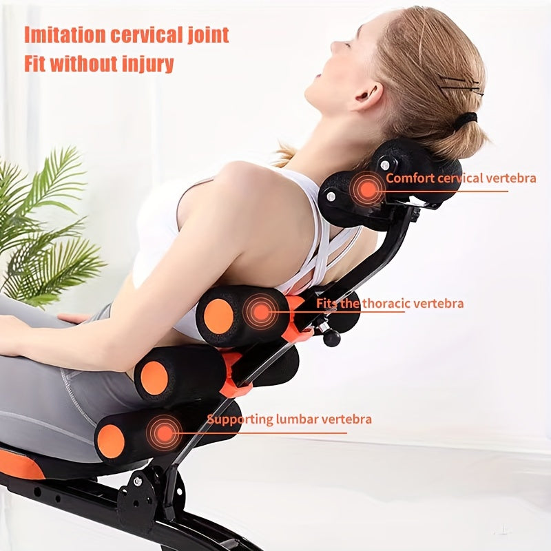 Banco Multifunction Gym 6 en 1 – Abdominales, Piernas y Core, Hierro, Naranja y Negro, 135x94cm