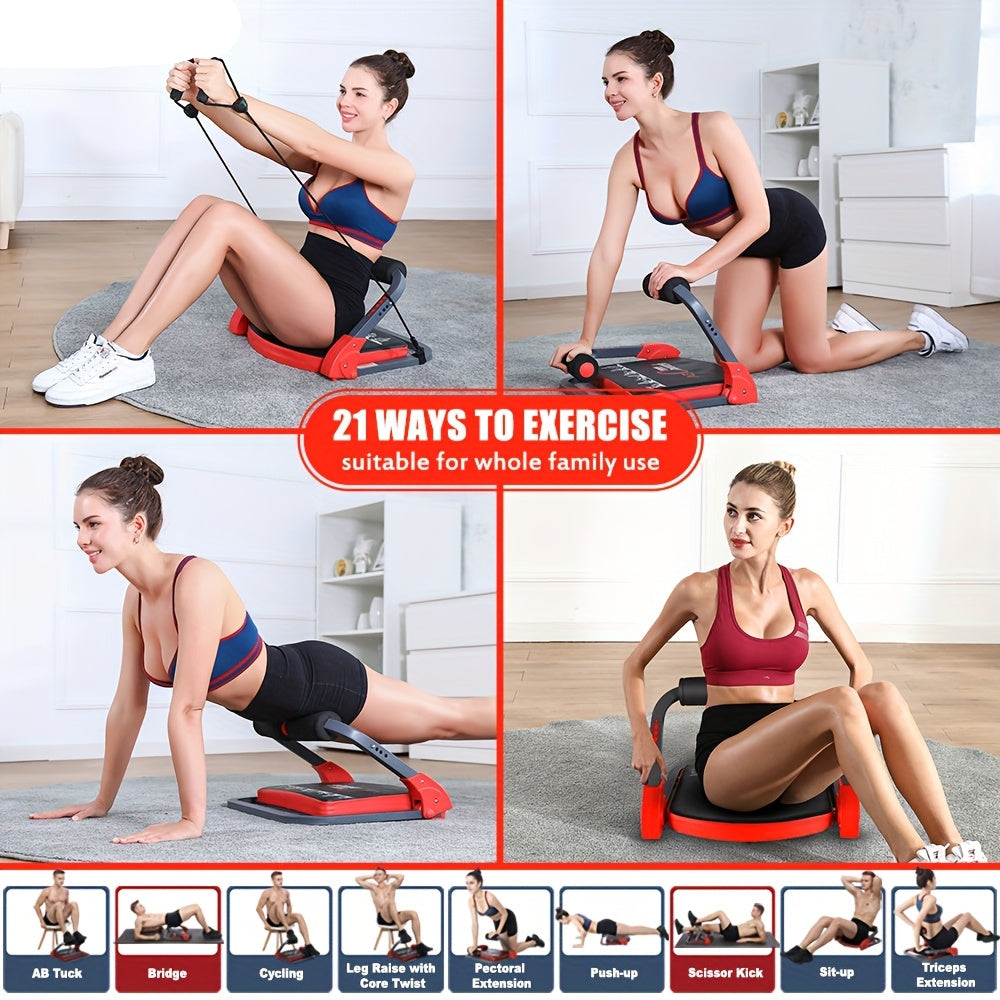 Entrenador Abdominal 6 en 1 para Gym y Casa – 21 Funciones, Hierro, Compacto