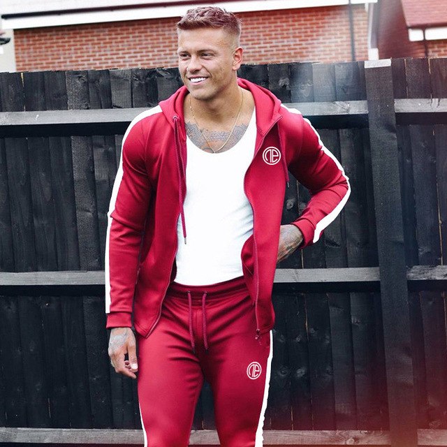 Conjunto deportivo para hombre, chándal para correr y gimnasio, conjunto de ropa deportiva, joggers, trajes de fitness y culturismo, conjunto de sudadera con capucha y pantalones para hombre