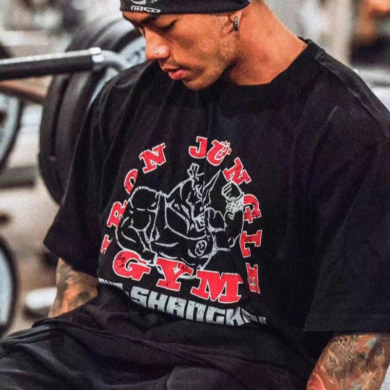 Camiseta deportiva de algodón con estampado de texto