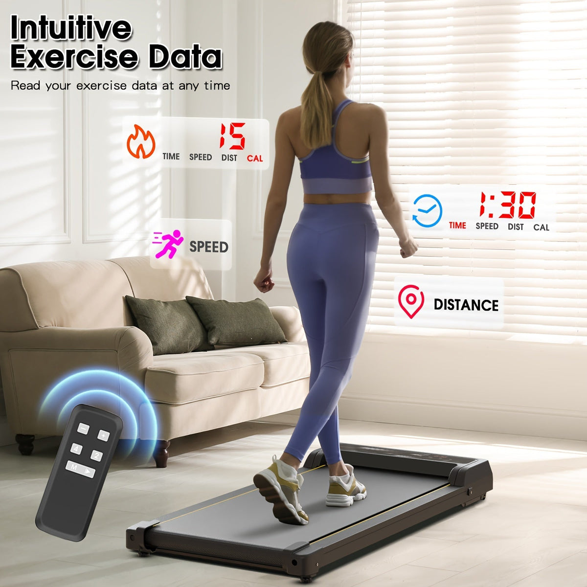 Cinta de Caminar bajo Escritorio para Oficina y Gym en Casa – 1-8 km/h, 120kg, Pantalla LED, Negro