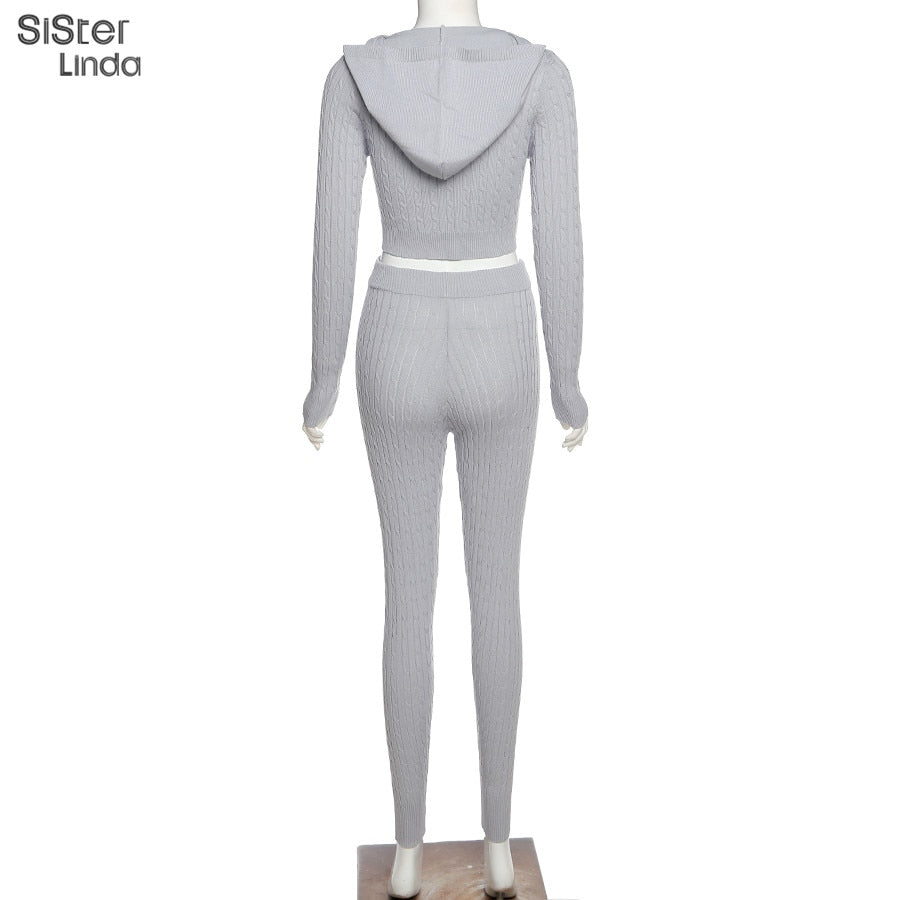 Conjunto deportivo acanalado con sudadera y leggings