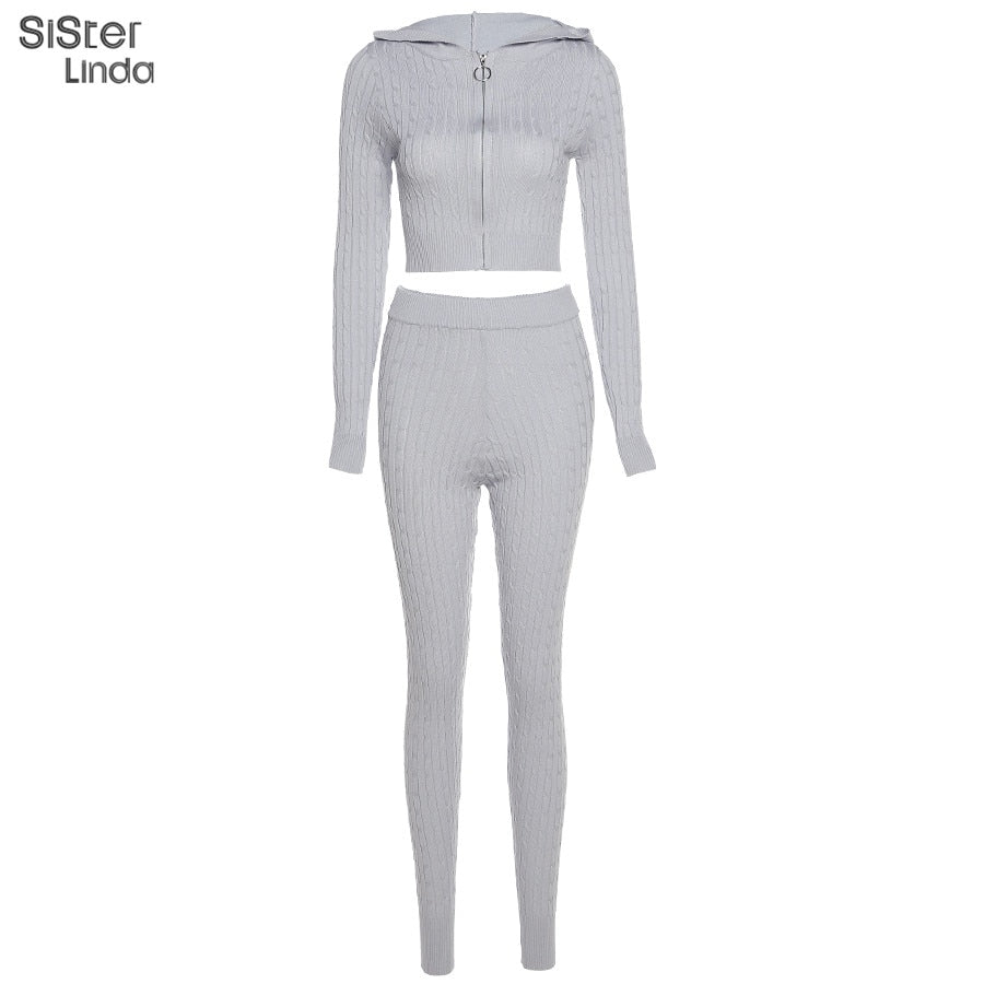 Conjunto deportivo acanalado con sudadera y leggings