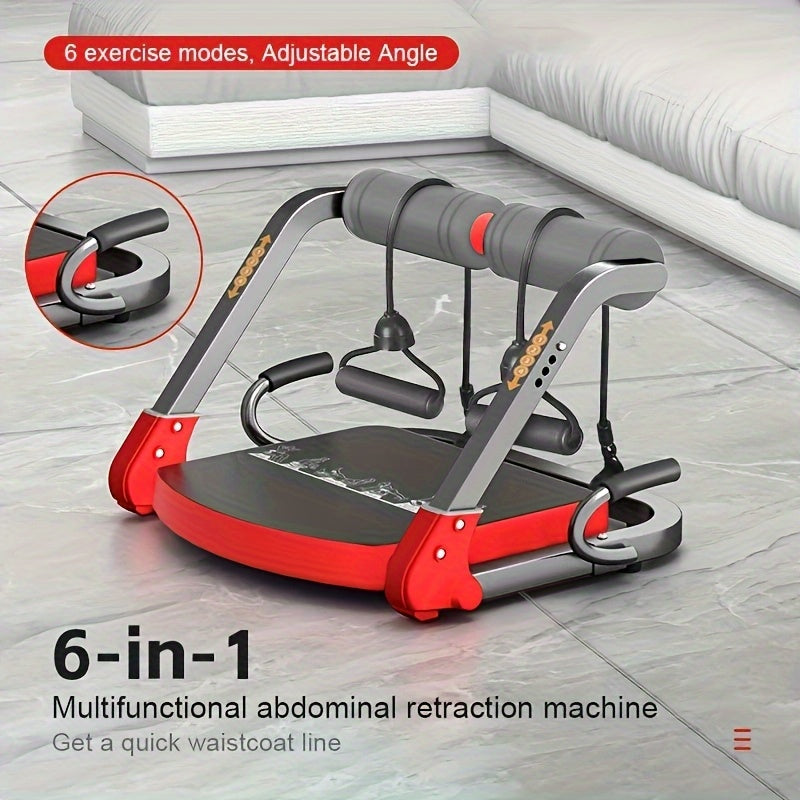 Entrenador Abdominal 6 en 1 para Core y Cintura – 21 Ejercicios, Hierro, Manual, Rojo