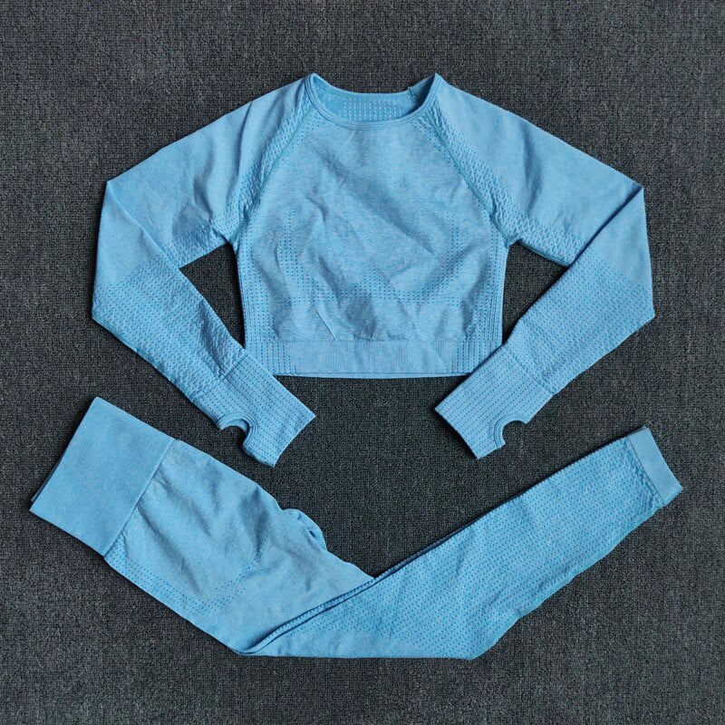 Conjunto de yoga sin costuras con top y leggings