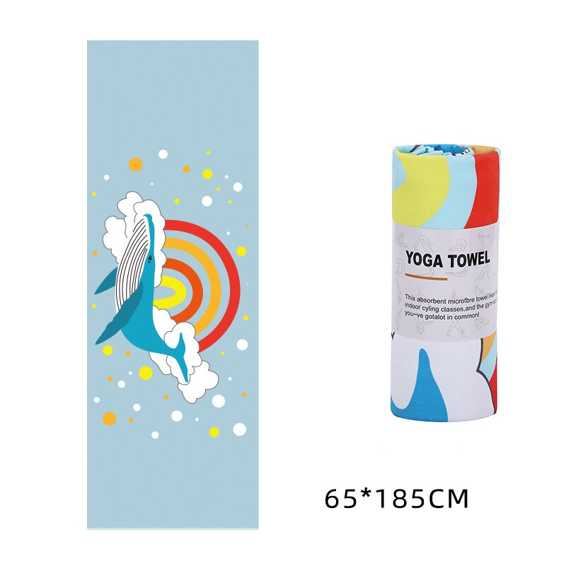 Toalla de yoga 183*63 cm, toalla de yoga estampada de microfibra antideslizante absorbente de sudor, funda para esterilla de fitness, gimnasio, pilates y yoga