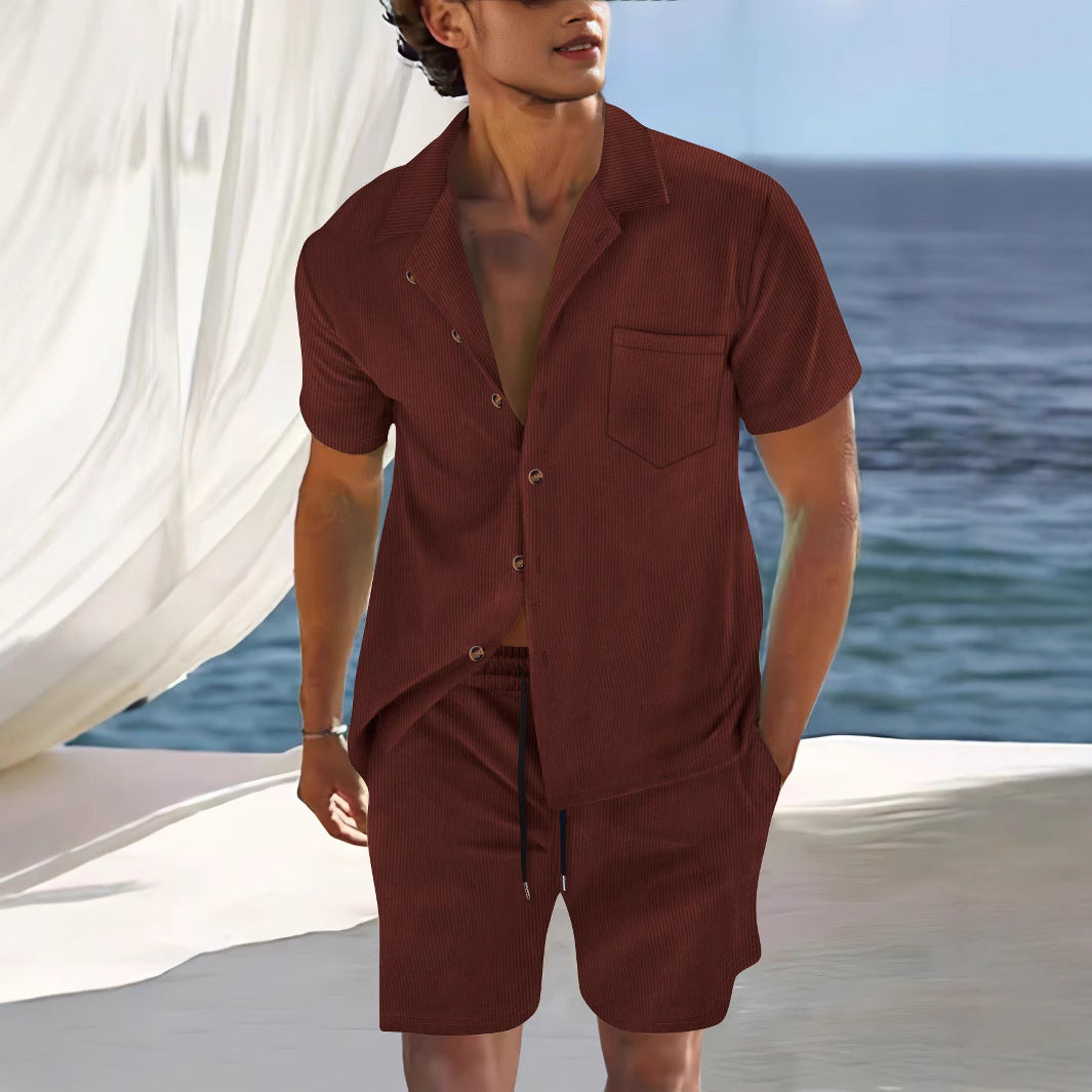 Conjunto casual de camisa de manga corta y pantalón corto