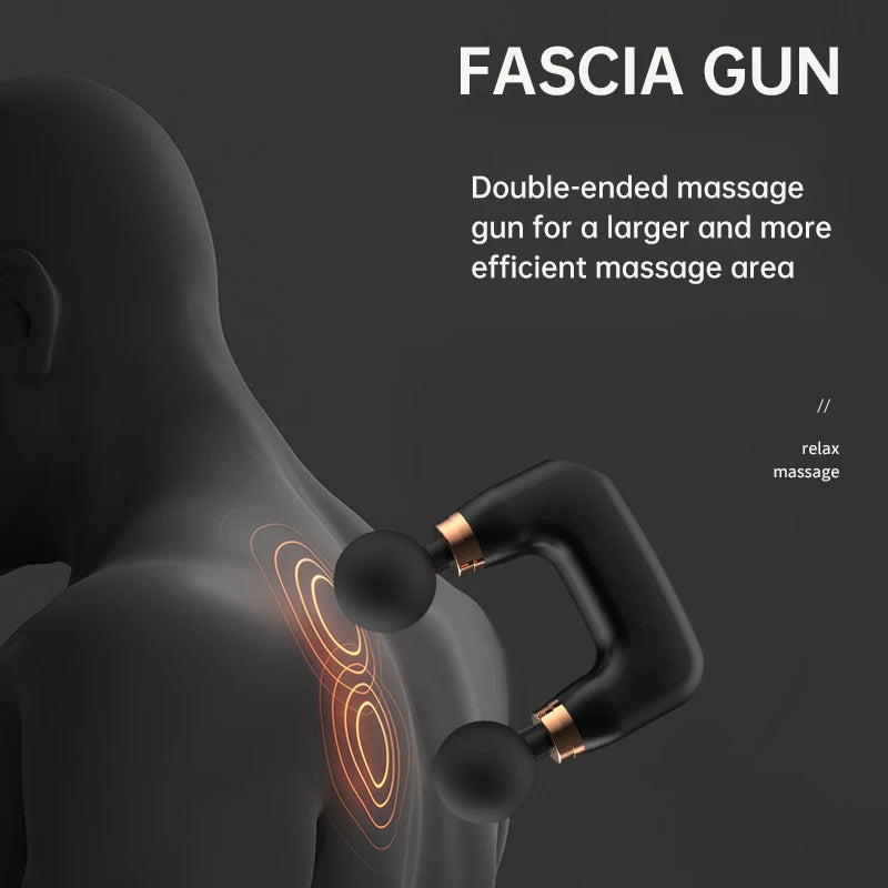 Pistola de masaje muscular, pistola de fascia de doble cabezal, pistola de relajación, masajeador corporal para tratamientos de relajación en gimnasio, masajeador personal, fitness