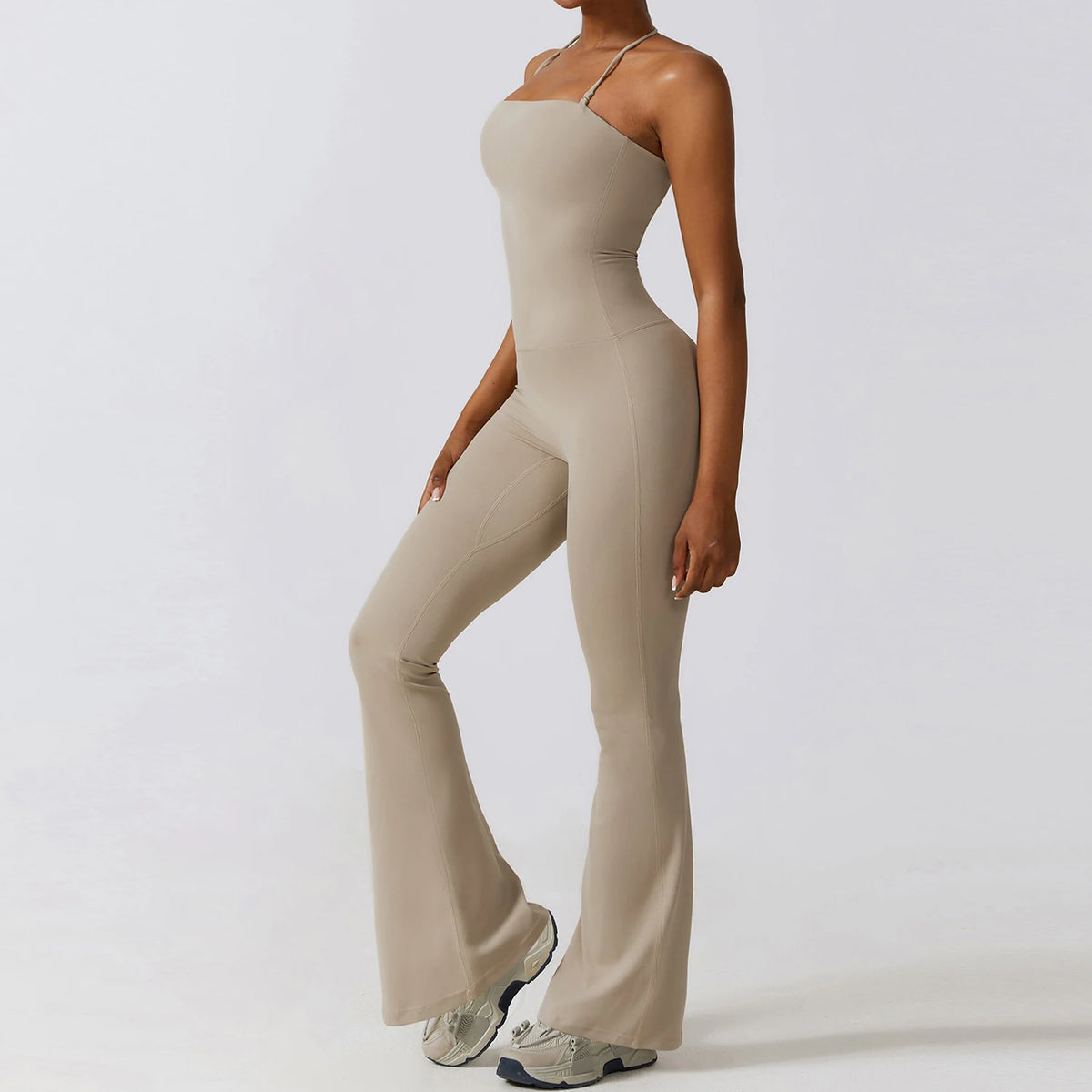 Conjunto de gimnasio Bell Bottoms para mujer, traje de yoga de una pieza, mono deportivo, peleles de fitness para mujer, leggings elásticos acampanados, bodysuits