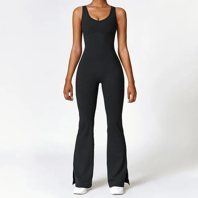 Mono de yoga para mujer con pantalón acampanado