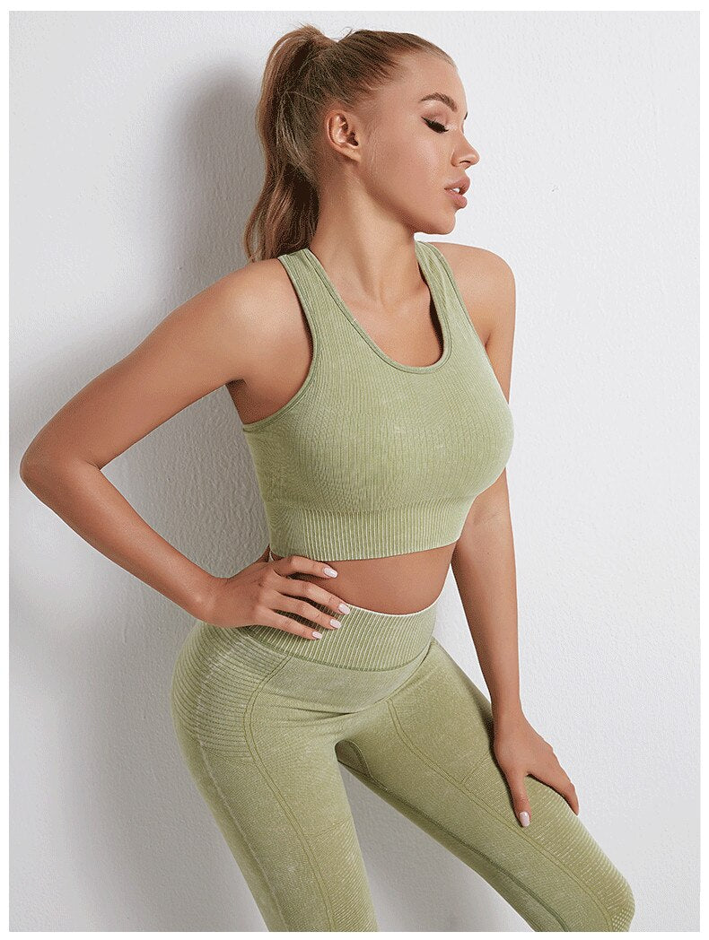 Conjunto de yoga de dos piezas con top y leggings