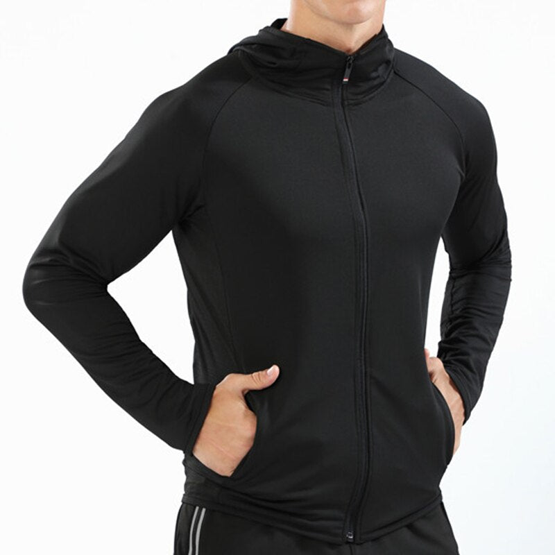 Sudadera deportiva con capucha y cremallera para hombre