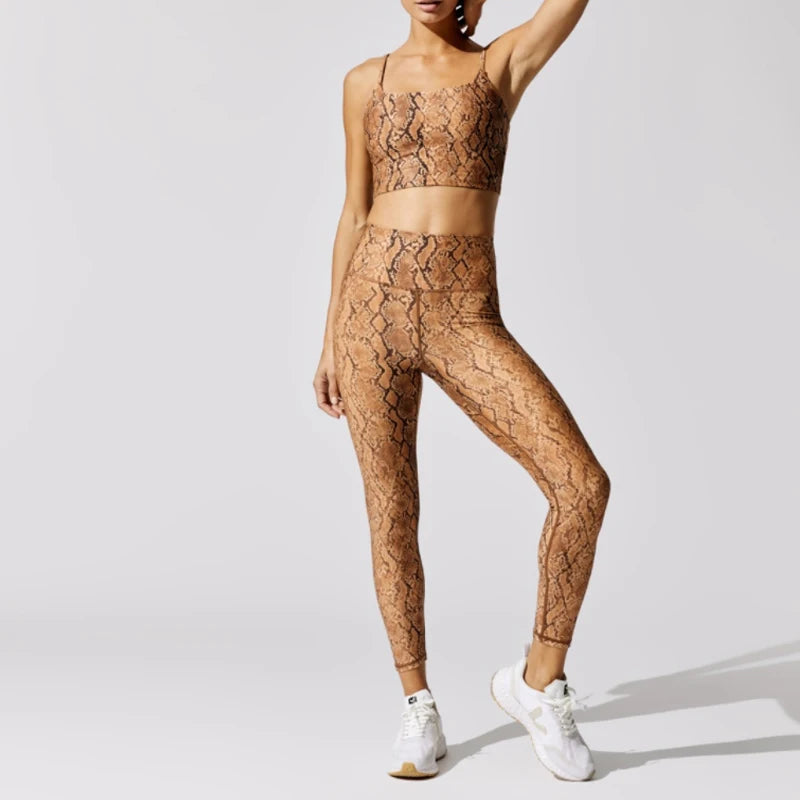 Leggings con estampado de serpiente para mujer, tiro alto, largo completo, pantalones deportivos para correr, leggings de gimnasio elásticos de compresión, talla estadounidense
