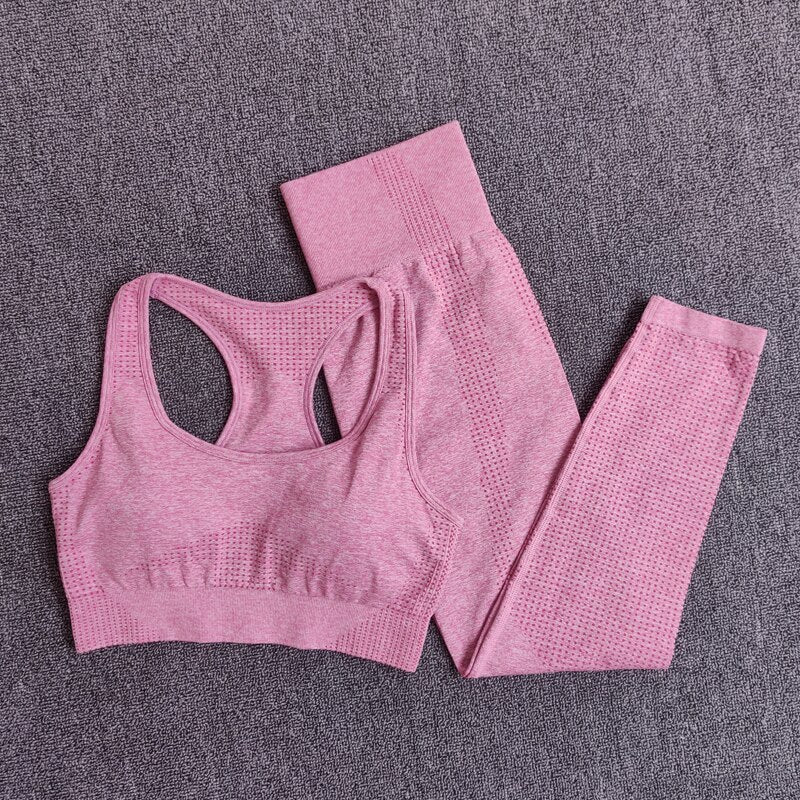 Conjunto de yoga sin costuras con top y leggings