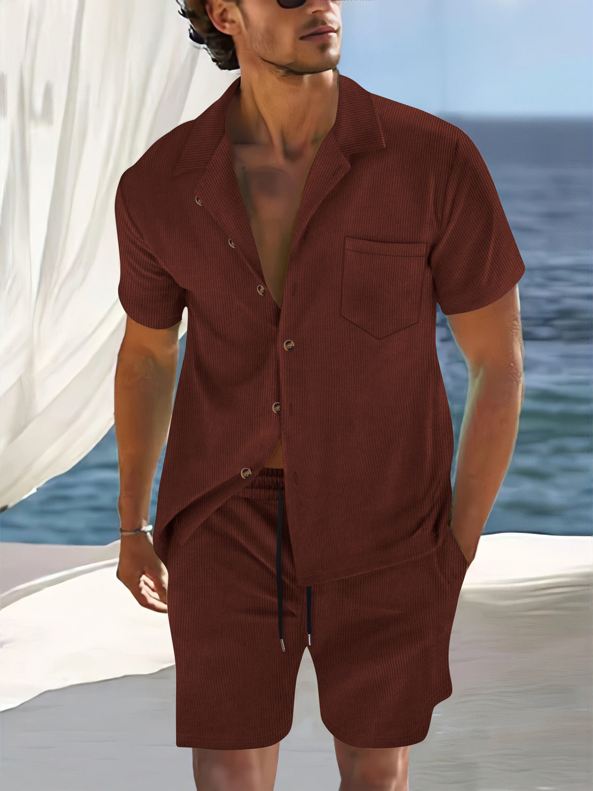 Conjunto casual de camisa de manga corta y pantalón corto
