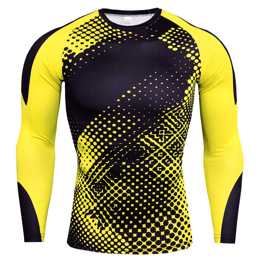 Camiseta de compresión de manga larga para hombre, de secado rápido, para gimnasio, fitness, deporte, masculina, camiseta de protección contra erupciones, mallas de entrenamiento para hombre