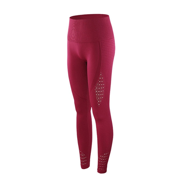 Mallas deportivas de mujer Diqian súper elásticas, leggings de yoga de cintura alta sin costuras con control de abdomen, pantalones de correr color morado