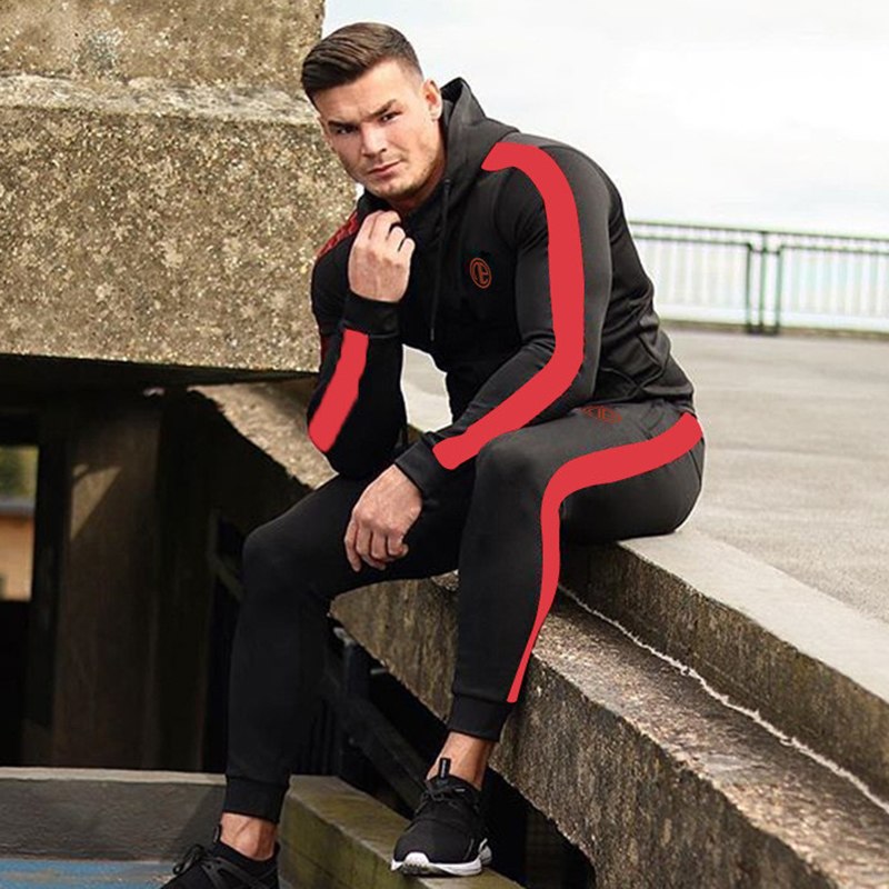 Conjunto deportivo para hombre, chándal para correr y gimnasio, conjunto de ropa deportiva, joggers, trajes de fitness y culturismo, conjunto de sudadera con capucha y pantalones para hombre