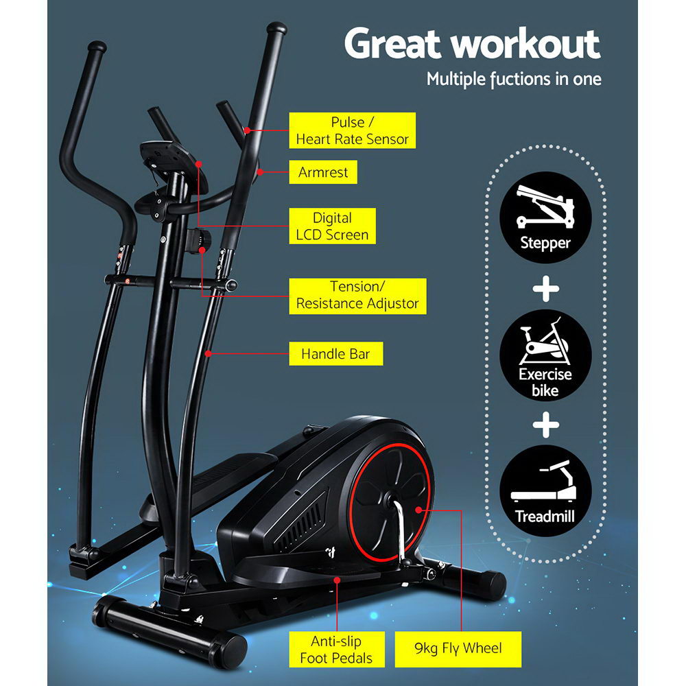 NNEDSZ Elliptical Cross Trainer Exercise Bike Fitness Equipment Home Gym Black-2