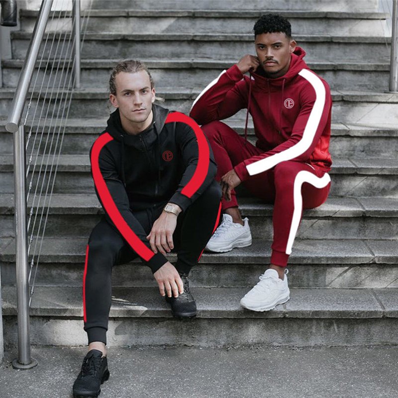 Conjunto deportivo para hombre, chándal para correr y gimnasio, conjunto de ropa deportiva, joggers, trajes de fitness y culturismo, conjunto de sudadera con capucha y pantalones para hombre