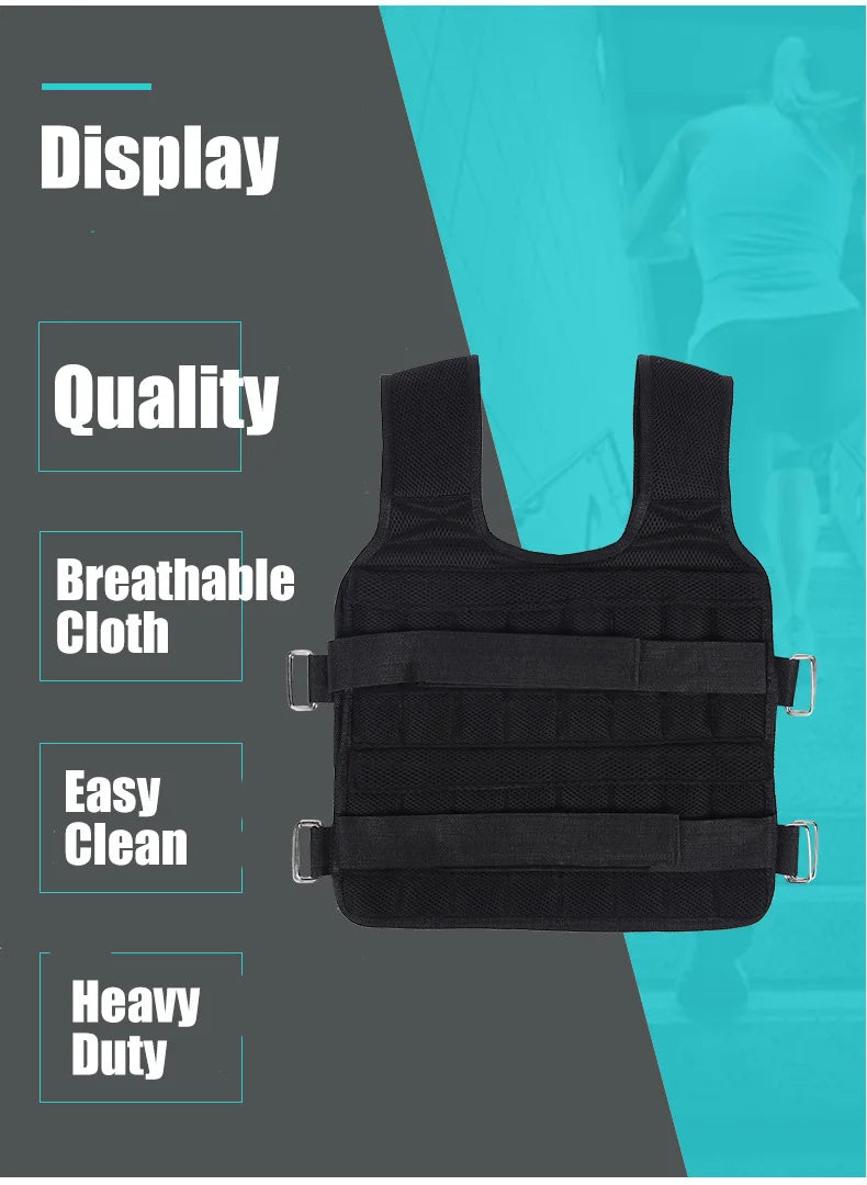Chaleco lastrado ajustable para entrenamiento, hasta 30 kg