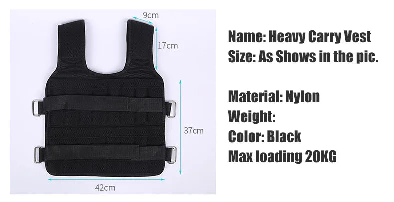 Chaleco lastrado ajustable para entrenamiento, hasta 30 kg