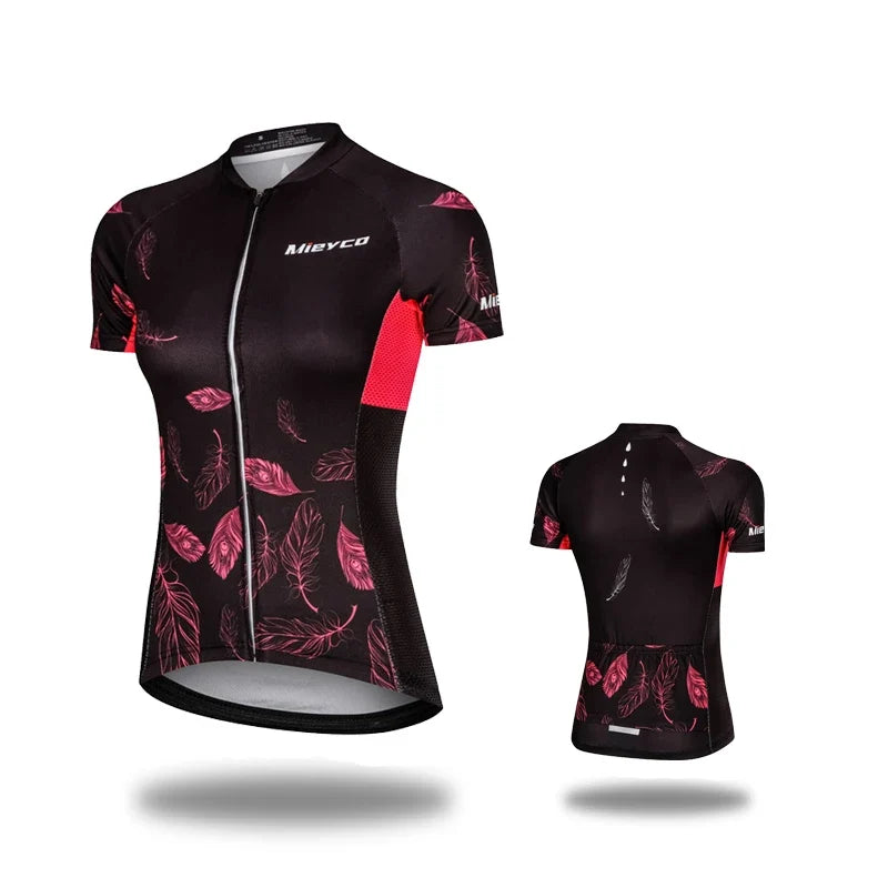 Women Cycling Jersey Summer MTB Bike Shirt Lightweight Breathable Reflective Cycling Top-6