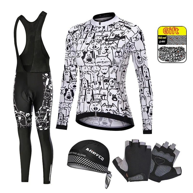 Kit Maillot Ciclismo Manga Larga para Mujer – Con Culotte Acolchado 5D, MTB, Primavera y Otoño