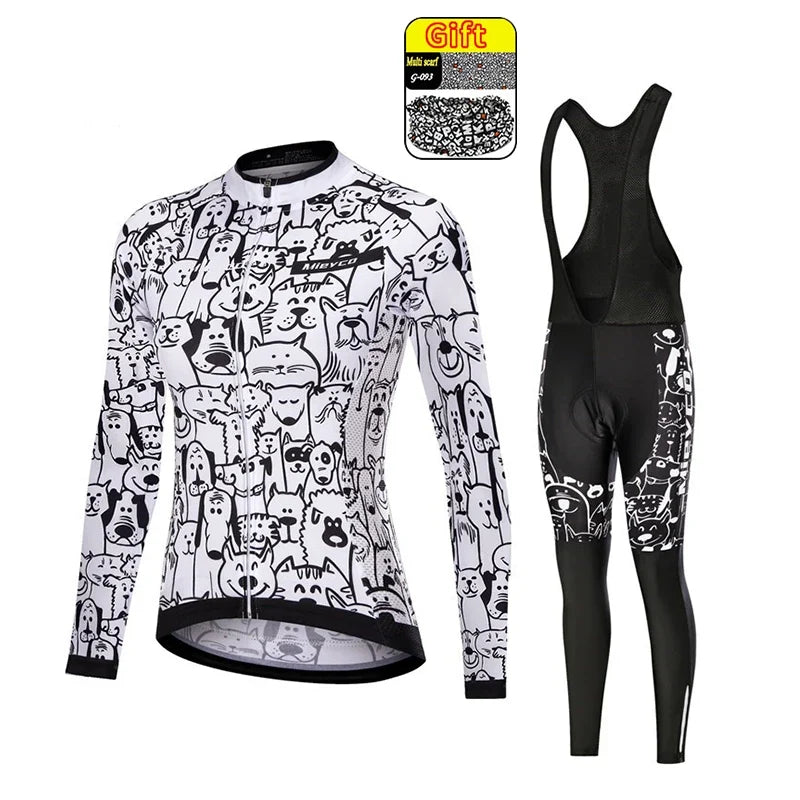 Kit Maillot Ciclismo Manga Larga para Mujer – Con Culotte Acolchado 5D, MTB, Primavera y Otoño