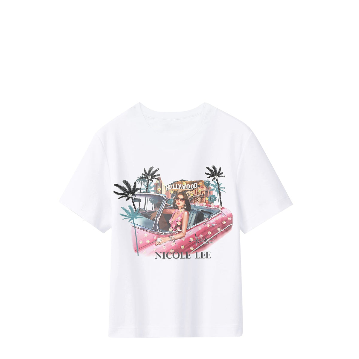 CAMISETA DE MODA NICOLE LEE CON BRILLOS (HOLLYWOOD DRIVE)-0
