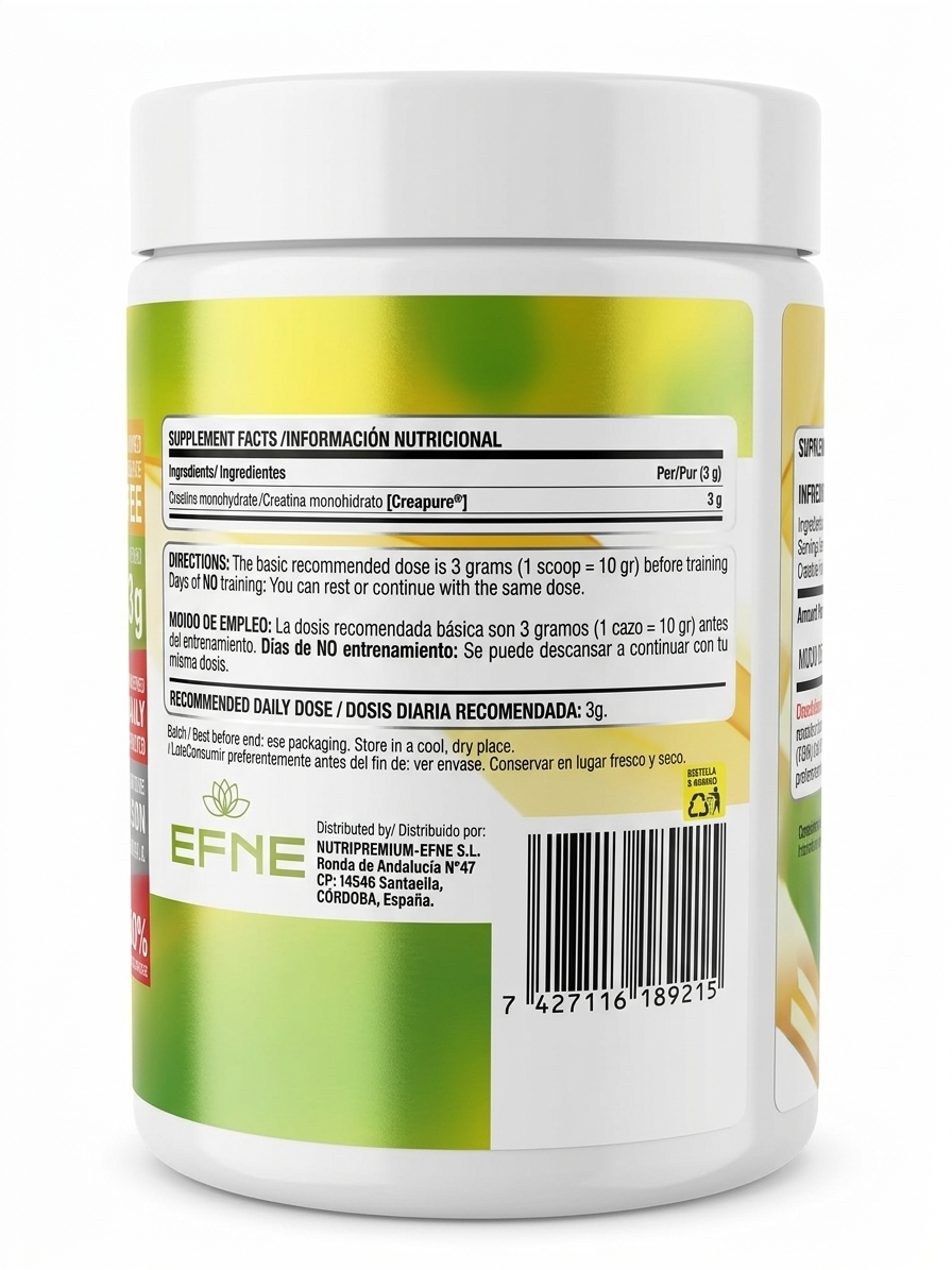 Creatina Monohidrato EFNE – Creapure® 100% Pura Sin Sabor
