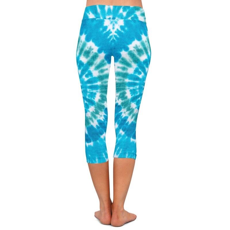 Mallas capri de mujer Vimost Shop – Azul tie-dye, cintura alta