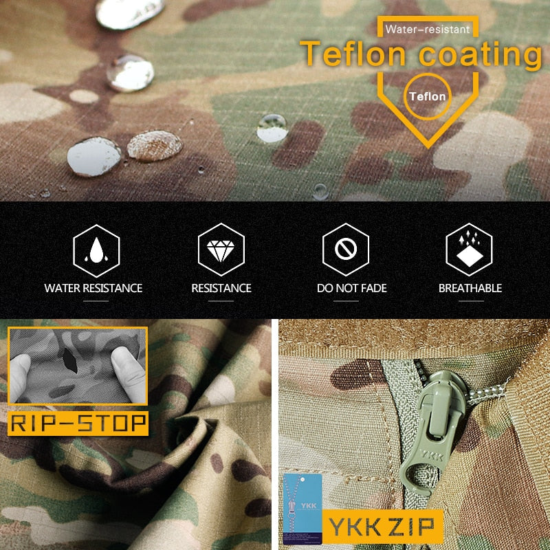 Traje Táctico G3 para Hombre – Camisa, Pantalón y Rodilleras, Camo Airsoft Militar