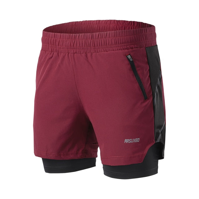 Shorts Running 2 en 1 para Hombre – Secado Rápido, Atlético, Bolsillo con Cremallera, Gym y Jogging