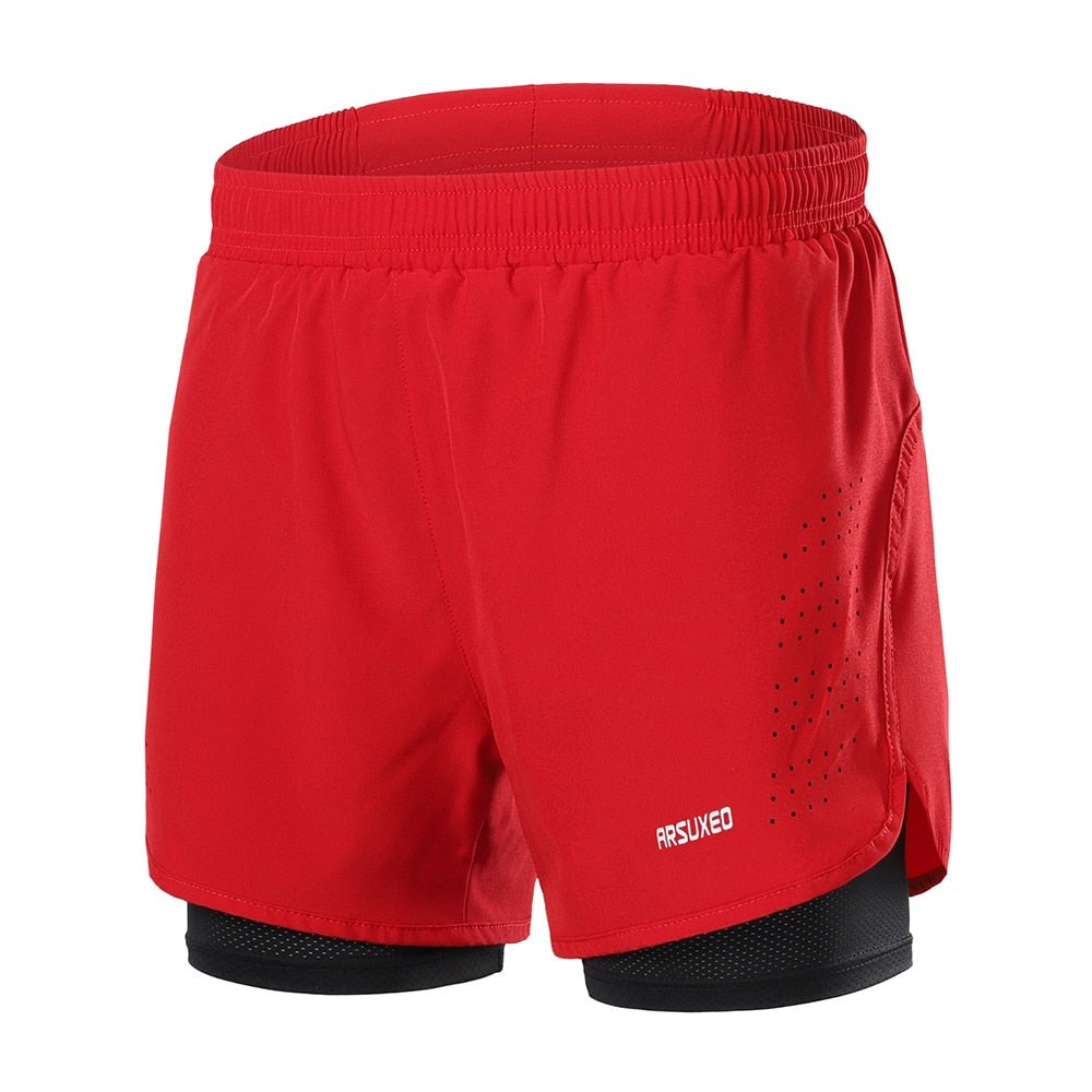 Men Running Shorts Outdoor Sports Training Exercise Jogging Gym Fitness 2 in 1 Shorts with Longer Liner Quick dry-0