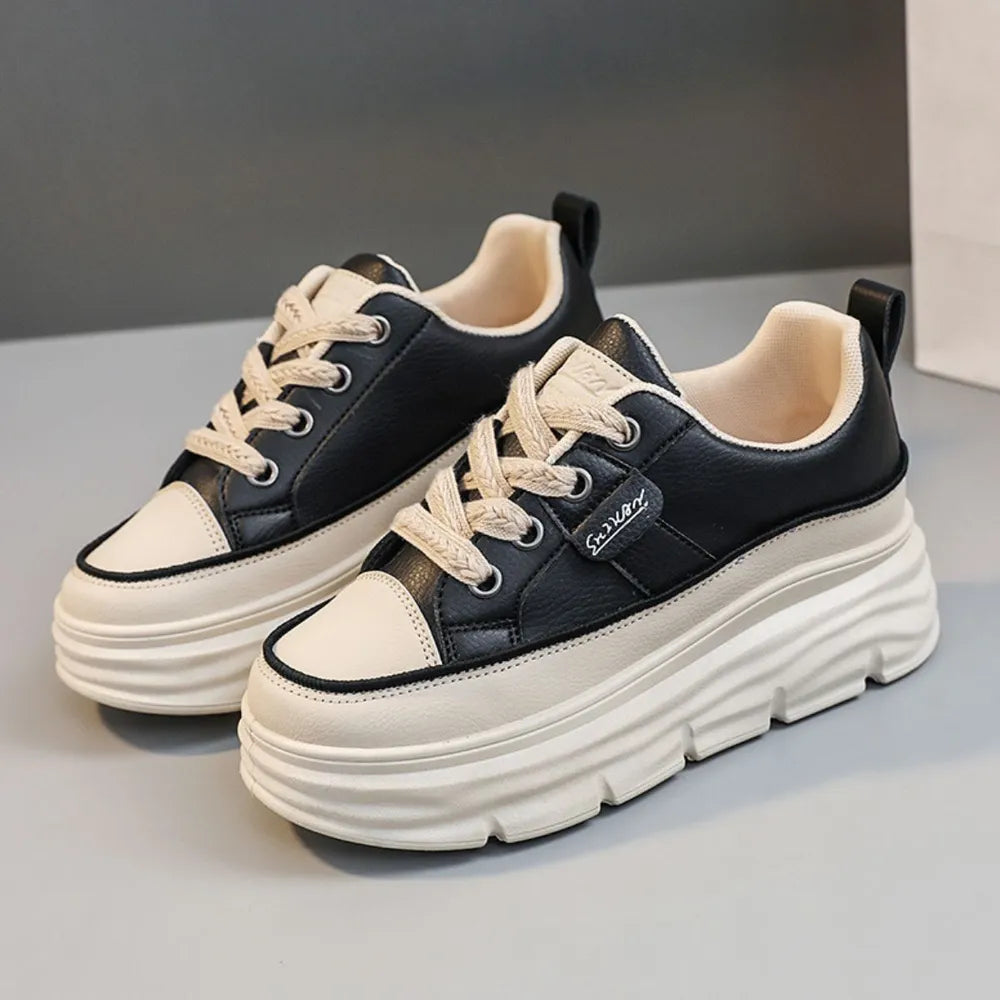 Zapatos casuales de verano, modernos, blancos, con suela gruesa, estilo estudiantil.