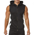 Chaleco deportivo con capucha, cremallera y paneles para hombre, ropa de culturismo para gimnasio, camiseta sin mangas de musculación y fitness