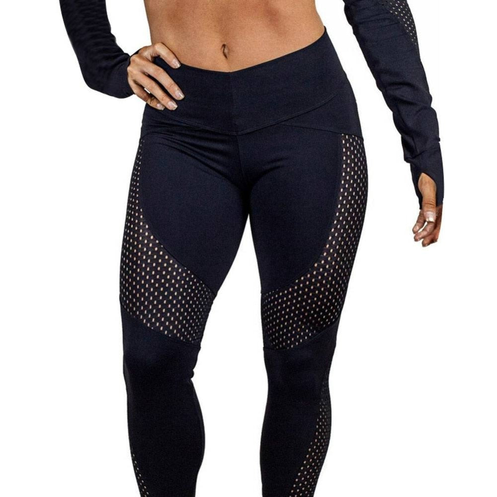 Pantalones de yoga de cintura alta para mujer, leggings elásticos para deporte y fitness, ropa deportiva sin costuras con malla para gimnasio
