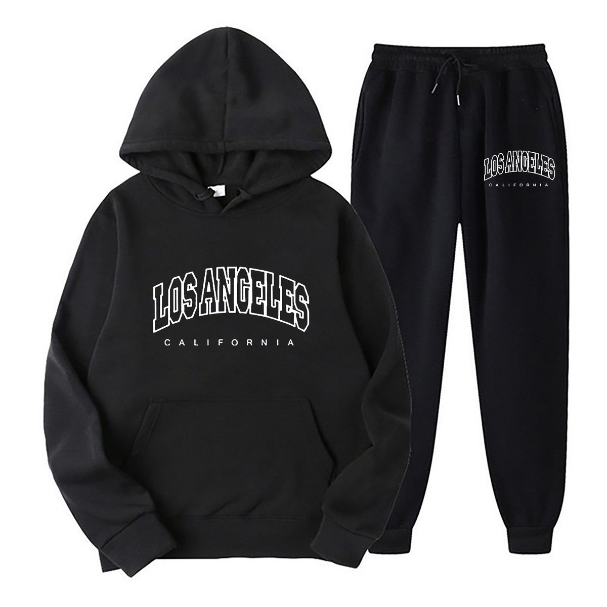 Conjunto de sudadera con capucha de manga larga y pantalón de chándal, talla grande, forro polar, chándal unisex