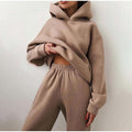 Women's Tracksuit Autumn Plus Fleece Sweatshirts Two Piece Set Casual Oversized Solid Female Sports Hoodie Suit Long Pant Sets