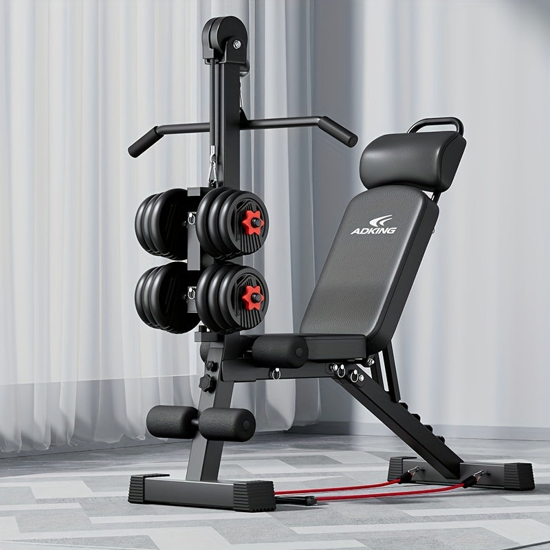 Banco Musculación Multifunción 12 en 1 – Acero Inoxidable, 118x32x190cm, Press Banca, Sentadillas y Abdominales
