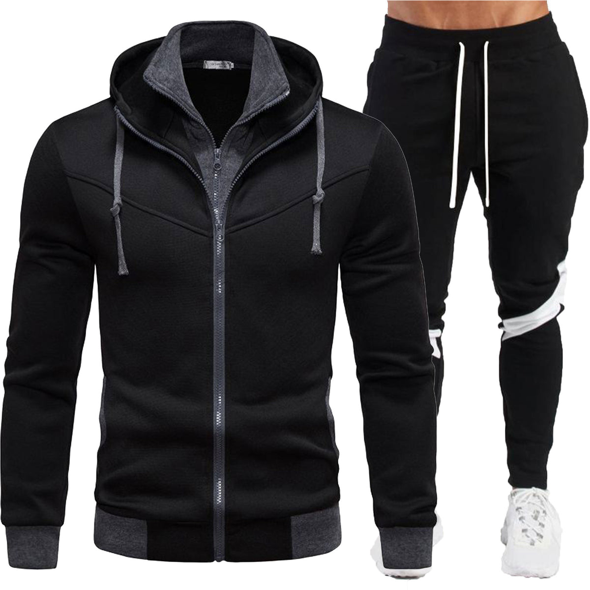 Conjunto deportivo de chaqueta con capucha y pantalón para hombre