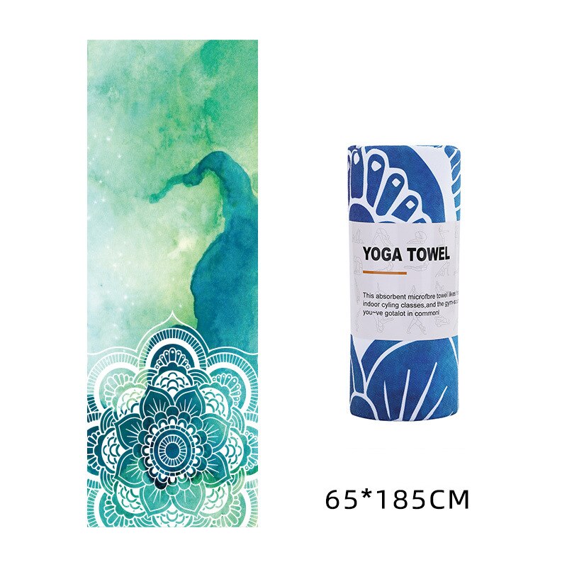 Toalla de yoga 183*63 cm, toalla de yoga estampada de microfibra antideslizante absorbente de sudor, funda para esterilla de fitness, gimnasio, pilates y yoga