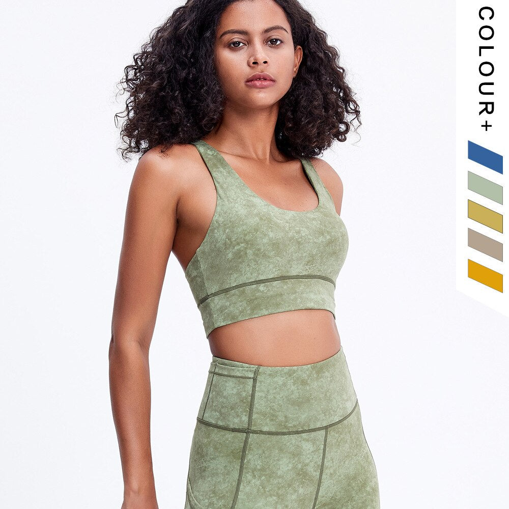Conjunto de yoga con estampado tie-dye para mujer