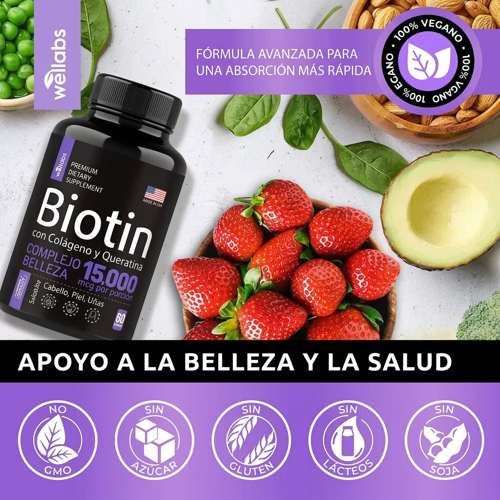 Cápsulas de vitamina B y biotina